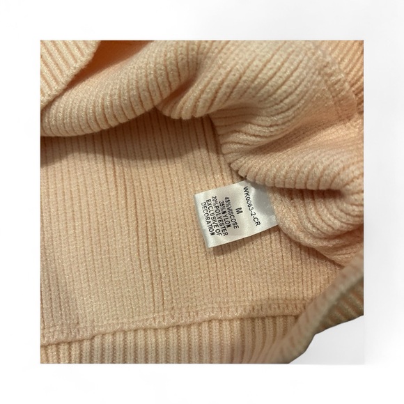 NWT THML Women's Beige Ribbed Sweater with Colorful Sleeves - Picture 4 of 4